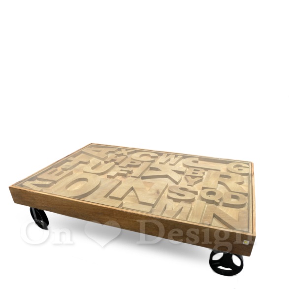 英文字母板車茶几