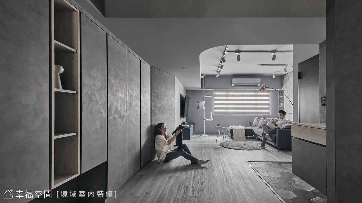 柔焦凹型格局 與貓共享靜謐灰境│現代風│30坪