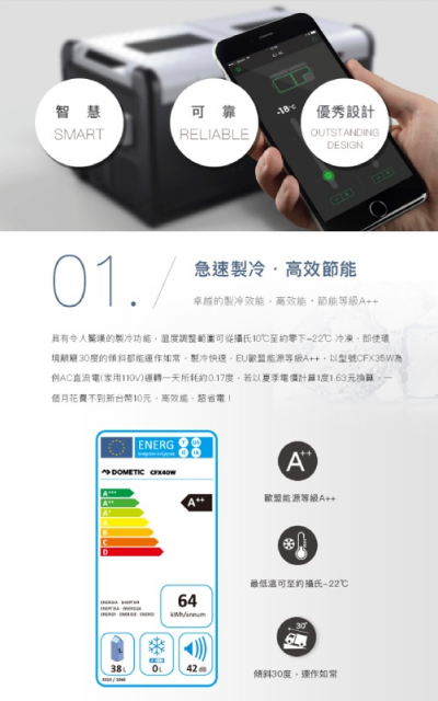 CFX WIFI系列智慧壓縮機行動冰箱CFX40W - 4